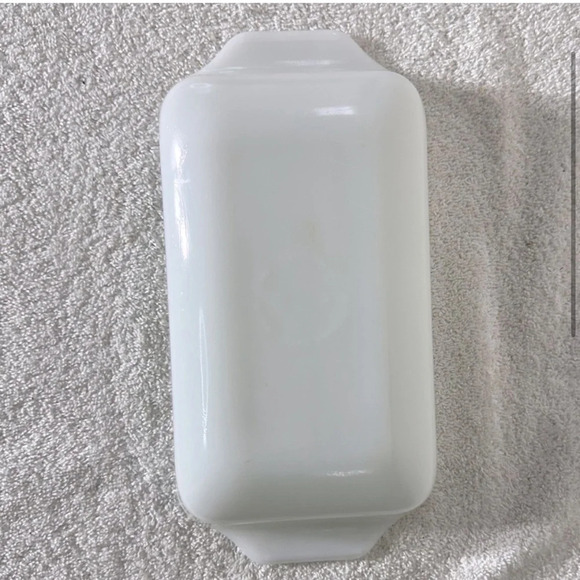 Vintage Milk Glass Green Daisy Flower Loaf  Pan - Picture 3 of 11